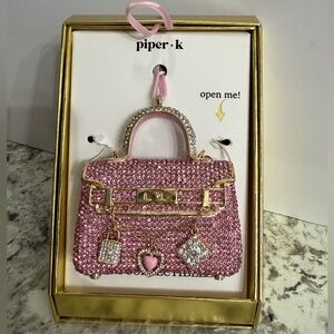 Piper K Multicolored Pink Pave Rhinestone Handbag Ornament 2025 Collection Viral